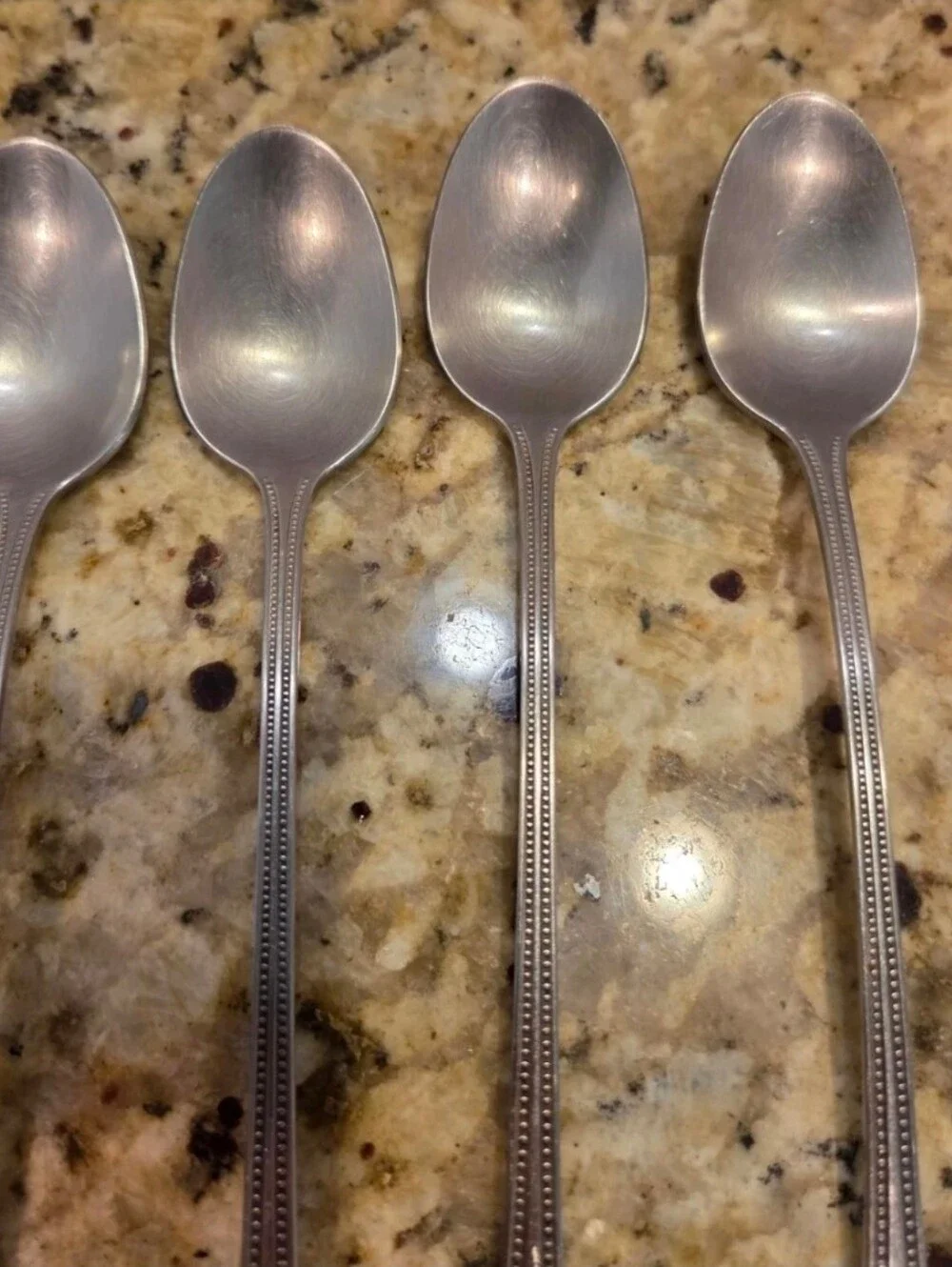 Oneida Flatware NEEDLEPOINT BEADED Artistry ICED TEA SPOONS 1881 Rogers Vintage